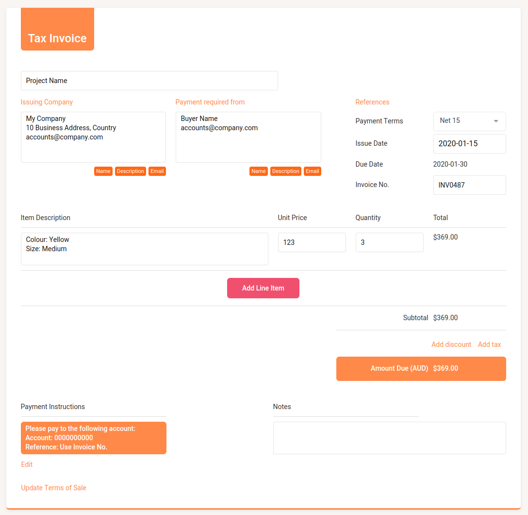 Branded Invoices
